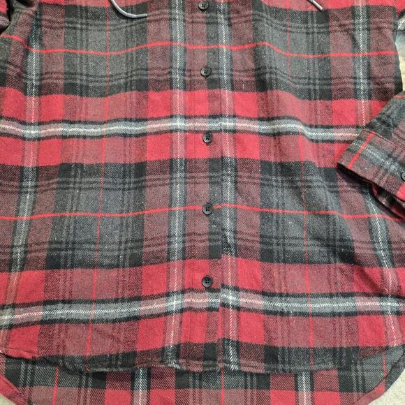 Ci Sono Button-up Flannel Shirt Jacket Hoodie Shacket Sz XL Outdoorsy Camping - Picture 2 of 10